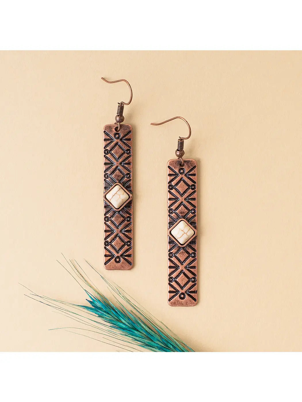 Western Earrings - Ivory & Copper