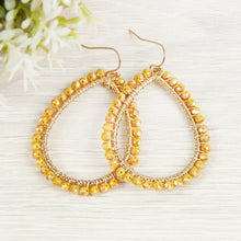 Load image into Gallery viewer, Wire Teardrop Glass Beads Hook Earrings
