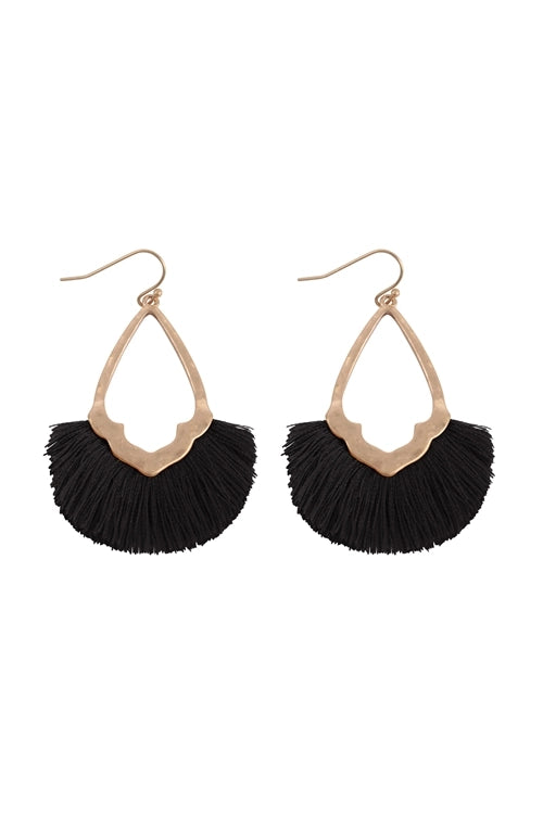 Diamond Shaped Fringe Tassel Hook Earrings