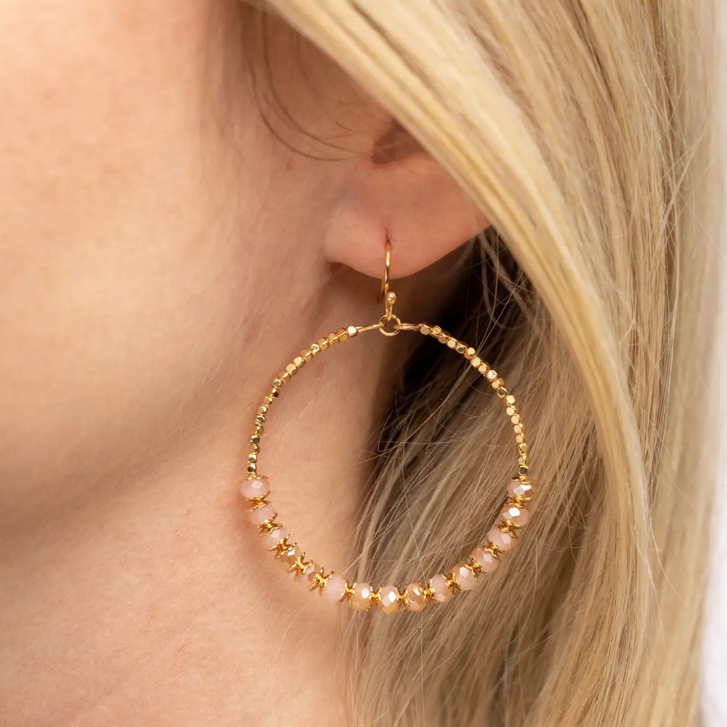 Round Beaded Hoop Earrings